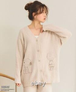 Peanuts Fluffy Cardigan Snoopy Charlie Brown Woodstock Ivory Japanese Size L