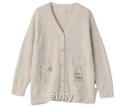 Peanuts Fluffy Cardigan Snoopy Charlie Brown Woodstock Ivory Size Japanese XL