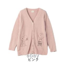 Peanuts Fluffy Cardigan Snoopy Charlie Brown Woodstock Pink Japanese Size L