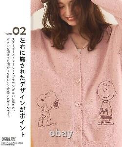 Peanuts Fluffy Cardigan Snoopy Charlie Brown Woodstock Pink Japanese Size L