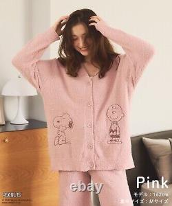 Peanuts Fluffy Cardigan Snoopy Charlie Brown Woodstock Pink Japanese Size L