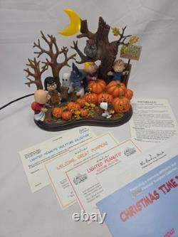 Peanuts Gang Danbury Mint WELCOME GREAT PUMPKIN Lighted Sculpture WORKS with Box