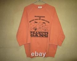 Peanuts Gang Snoopy Charlie Brown Big Logo Raglan 3/4 Sleeve Tee L New