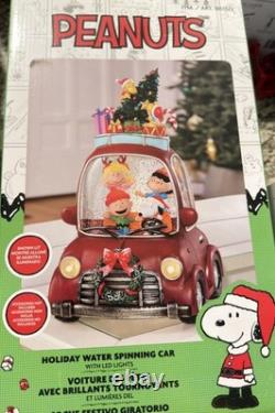 Peanuts Holiday Water Spinning Car Snoopy Charlie Brown LED Lights Christmas New