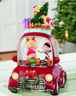 Peanuts Holiday Water Spinning Car Snoopy Charlie Brown LED Lights Christmas New