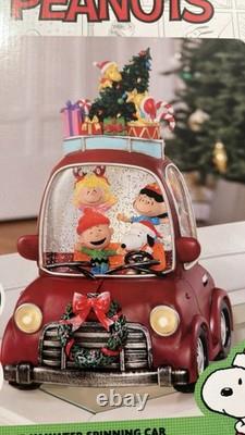 Peanuts Holiday Water Spinning Car Snoopy Charlie Brown LED Lights Christmas New