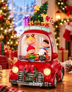 Peanuts Holiday Water Spinning Car Snoopy Charlie Brown LED Lights Christmas New