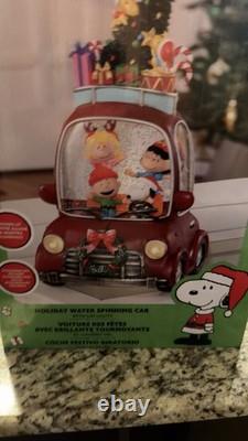 Peanuts Holiday Water Spinning Car Snoopy Charlie Brown LED Lights Christmas New