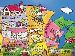 Peanuts Met Life Representatives Map of the USA Poster with Collectable Pamphlet