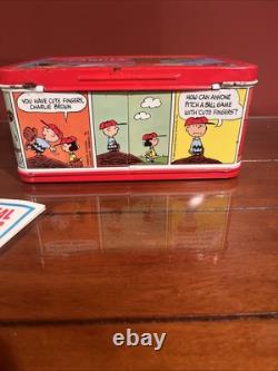 Peanuts Metal Lunch Box 1973 Charlie Brown Snoopy Psychiatric Help with Thermos