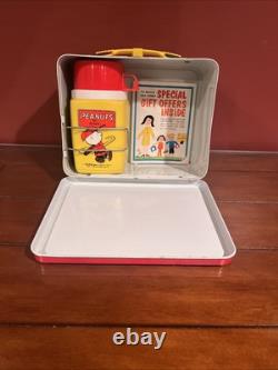 Peanuts Metal Lunch Box 1973 Charlie Brown Snoopy Psychiatric Help with Thermos