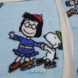 Peanuts Queen 90x90 Plush Blanket Charlie Brown Snoopy Ice Skating Berkshire