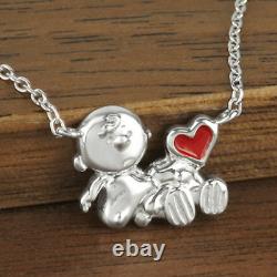 Peanuts SNOOPY Charlie Brown Cuddle Heart Necklace SV925 Silver Japan New