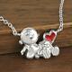 Peanuts Snoopy Charlie Brown Cuddle Heart Necklace Sv925 Silver Japan New