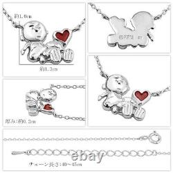 Peanuts SNOOPY Charlie Brown Cuddle Heart Necklace SV925 Silver Japan New