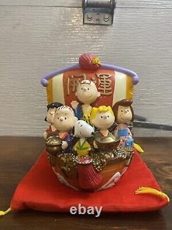 Peanuts Seven Lucky Gods Ship Charlie Brown Snoopy Statues Lot Of 2 read Desc