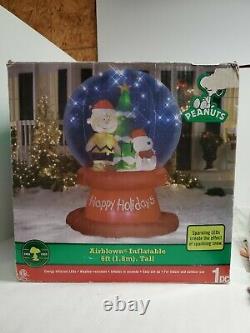 Peanuts Snoopy & Charlie Brown Christmas Inflatable Snow Globe 6 Ft New In Box