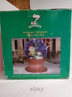Peanuts Snoopy & Charlie Brown Christmas Inflatable Snow Globe 6 Ft New In Box