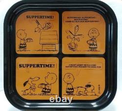 Peanuts Snoopy Charlie Brown Decorated Tray 13x13in England Antique 1969