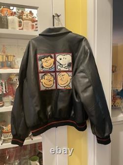 Peanuts Snoopy Charlie Brown Pleather Jacket XL