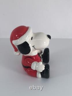 Peanuts Snoopy Figurine Santa Jointed Ceramic Charlie Brown Christmas Japan Vntg