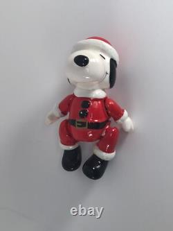 Peanuts Snoopy Figurine Santa Jointed Ceramic Charlie Brown Christmas Japan Vntg
