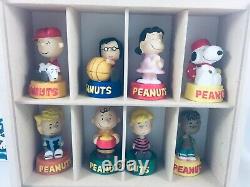 Peanuts Snoopy & Woodstock 8 figurine wall decor display case. Charlie Brown