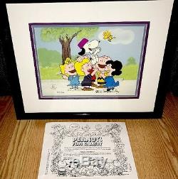 Peanuts cel charlie brown snoopy home coming signed bill melendez rare art cell