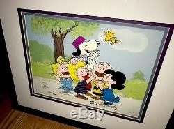 Peanuts cel charlie brown snoopy home coming signed bill melendez rare art cell