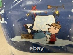 Pottery Barn Charlie Brown Gang Snoopy QUEEN Quilted Comforter Blu Christmas NEW