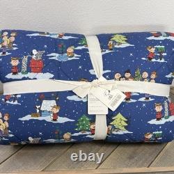 Pottery Barn Peanuts Snoopy & Charlie Brown Christmas Comforter, Full/queen Blue