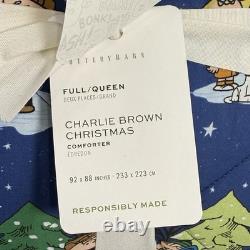 Pottery Barn Peanuts Snoopy & Charlie Brown Christmas Comforter, Full/queen Blue