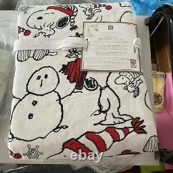 Pottery Barn Snoopy FULL Queen Duvet holiday disney Gift Christmas Charlie Brown