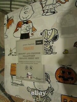 Pottery Barn kids Halloween sheet set twin Peanuts Charlie Brown snoopy New