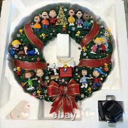 RARE Danbury Mint Peanuts Snoopy Charlie Brown Lighted Wreath WORKS WITH BOX