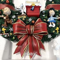 RARE Danbury Mint Peanuts Snoopy Charlie Brown Lighted Wreath WORKS WITH BOX