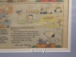 RARE Final Peanuts Sunday Strip Feb 13, 2000 Charles Schulz Beautifully Framed