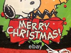 RARE Merry Christmas Snoopy Peanuts Charlie Brown Wreath Light Yard Art Decor