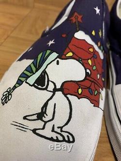 RARE VANS x Peanuts Snoopy Charlie Brown Christmas Slip On Men's Shoes Sz 13