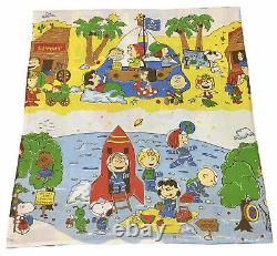 RARE Vintage PEANUTS Charlie Brown Space Snoopy West Twin Sheet Set Flat Fitted
