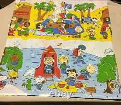 RARE Vintage PEANUTS Charlie Brown Space Snoopy West Twin Sheet Set Flat Fitted