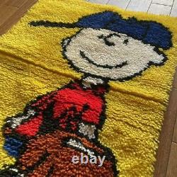 Rare 70'S Peanuts Rug Mat Snoopy Charlie Brown
