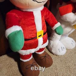 Rare Large Snoopy Woodstock + Santa Charlie Brown Holiday Porch Greeter Plush
