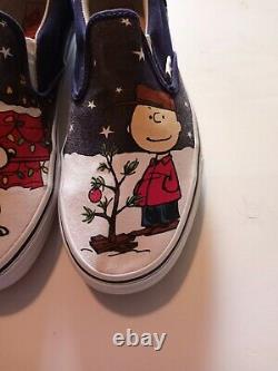 Rare Men's VANS Snoopy Charlie Brown Christmas Slip On Shoes Size Men's 8.5