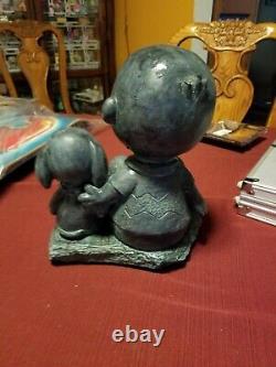 Rare Peanuts charlie brown snoopy bronze resin statue