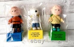 Rare Snoopy Charlie Brown Linus Soft Vinyl Doll Set Of 3