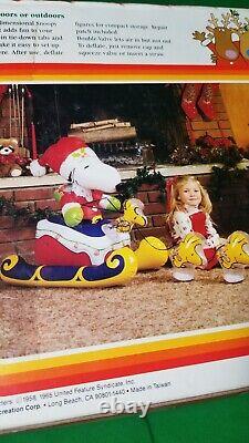 Rare Vintage 1989 Inflatable Intex Peanuts Snoopy Woodstock Christmas Sleigh Set