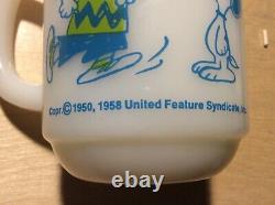 Rare Vintage Anchor Hocking Fire King Peanuts Charlie Brown Snoopy Mug USA #29