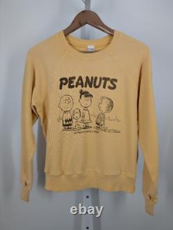 Redone Charlie Brown Snoopy Peanuts Faded Lemon Friendship Spruce Sweatshirt USA