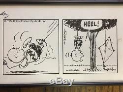 SIGNED CHARLES SCHULZ Peanuts Comic Strip CHARLIE BROWN Snoopy Framed Autograph